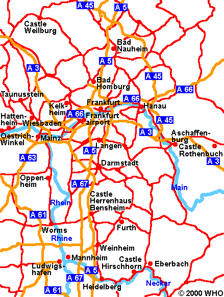Road map Weilburg - Hirschhorn - Rothenbuch 439-6,  2000 WHO
